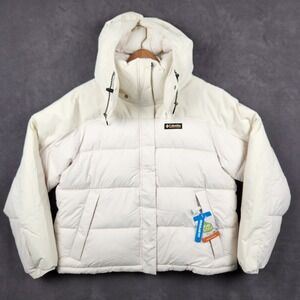 Columbia Snowqualmie II‎ Jacket Womens XL Cream Hooded Puffer Winter Warm NWT